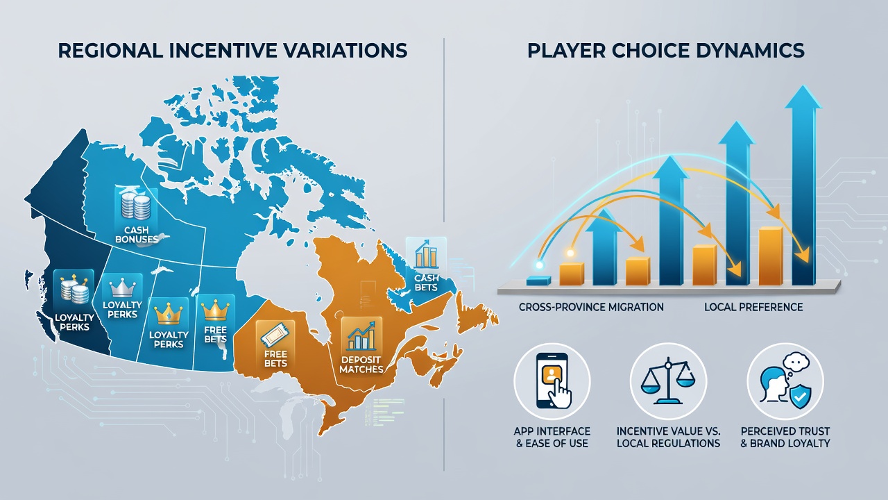 Infographic comparing bonus types and player migration patterns across provinces